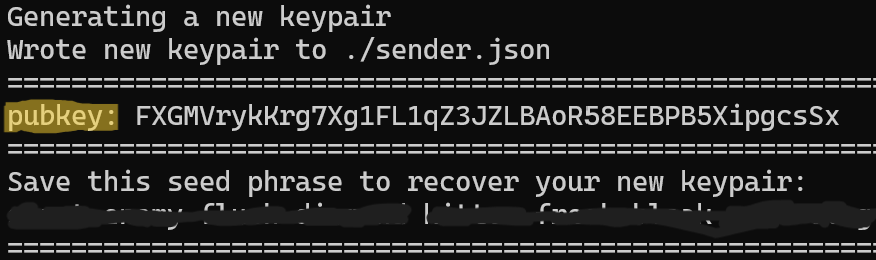 solana keygen sender